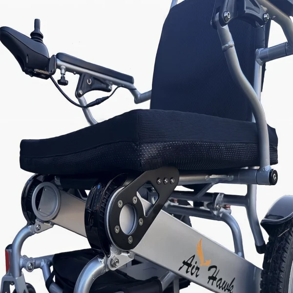 Gel Memory Foam Seat Cushion on Air Hawk Electric Wheelchair Gel Memory Foam Seat Cushion on Air Hawk Electric Wheelchair