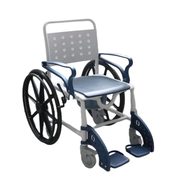 3-in-1 Folding Portable Commode and Shower Chair Blue Seat
