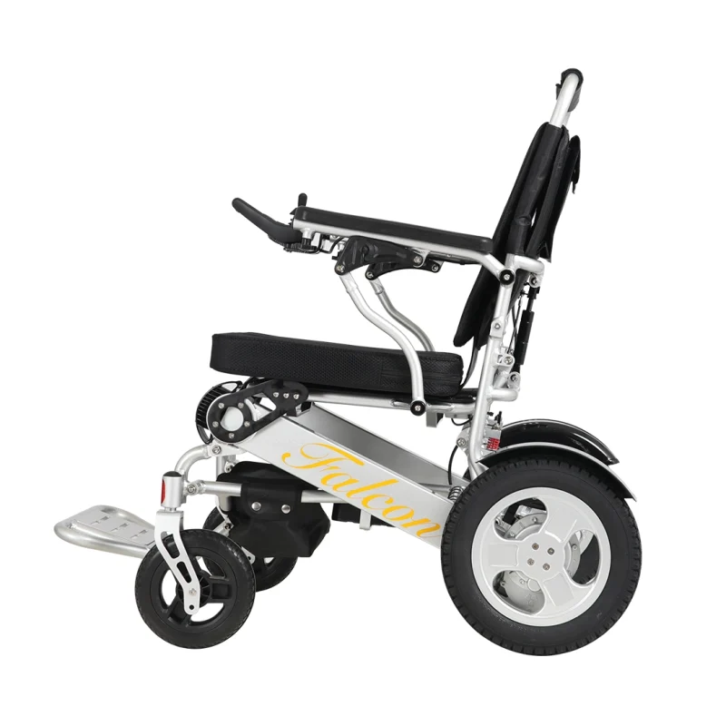 FALCON Electric Foldable Wheelchair Silver Falcon Left SideView