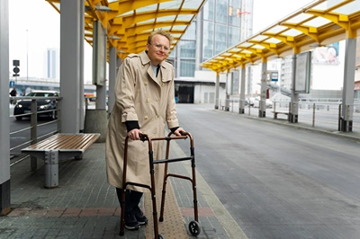 Man using walking aids