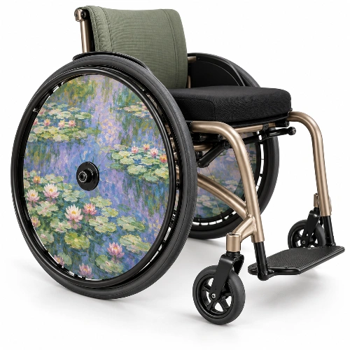 Wheelchair Wheel Covers & Spoke Guards Wheelchair spoke guard featuring Monet's Water Lilies design