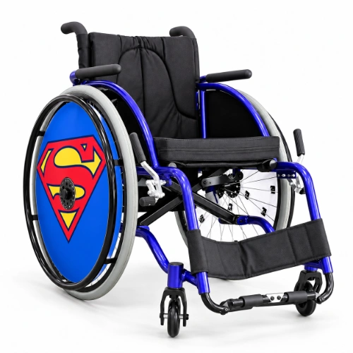Wheelchair Wheel Covers & Spoke Guards Wheelchair spoke guard featuring a Superman shield